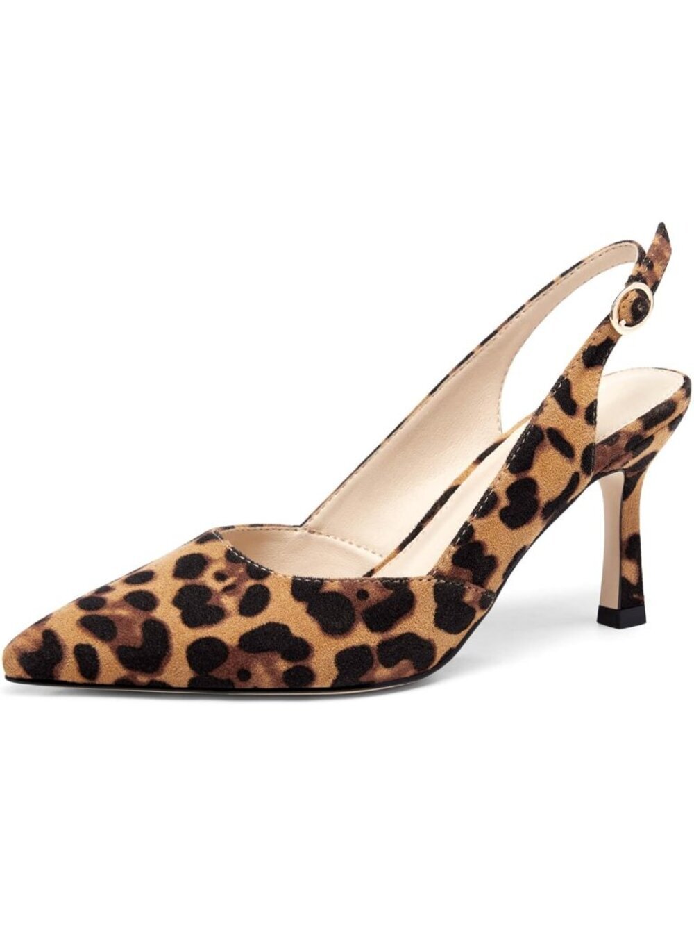 Women's Leopard Suede Kitten Heel Pointed Toe Backless Wedding Pumps Shoe